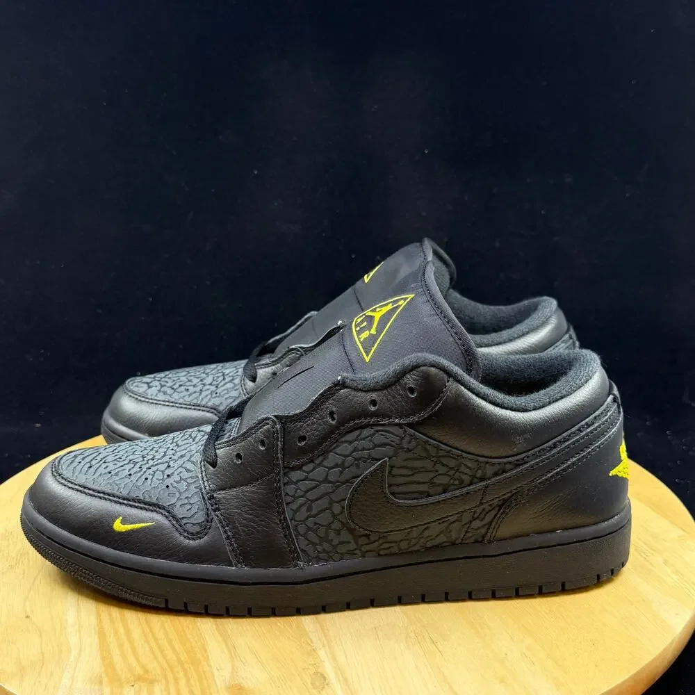 Nike Air Jordan 1 Low Black Elephant Print Yellow IM6568-010 Men's Size 10 New